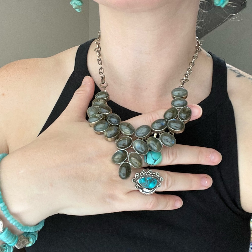 Labradorite Sterling Silver Statement Necklace Fi… - image 2